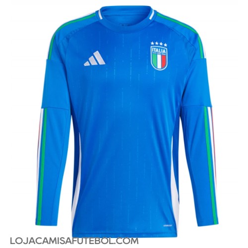 Camisa de Futebol Itália Equipamento Principal Europeu 2024 Manga Comprida